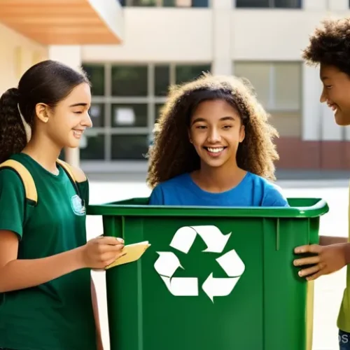 고등학교에서 리더십 기르는 법 - **Prompt 1: High School Environmental Club Campaign**
    "A diverse group of five high school stude...