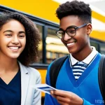 고등학교 학생회 공약 예시 - **Image Prompt 1: Smart Student ID for Seamless Daily Life**
"A diverse group of cheerful high s...