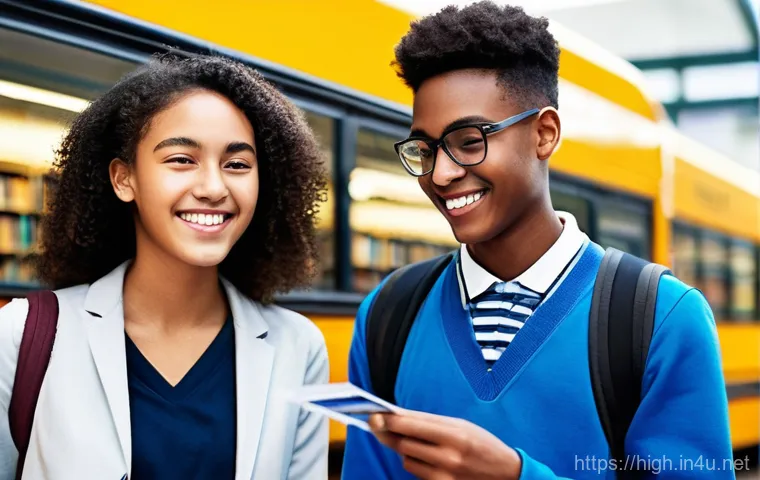 고등학교 학생회 공약 예시 - **Image Prompt 1: Smart Student ID for Seamless Daily Life**
"A diverse group of cheerful high s...